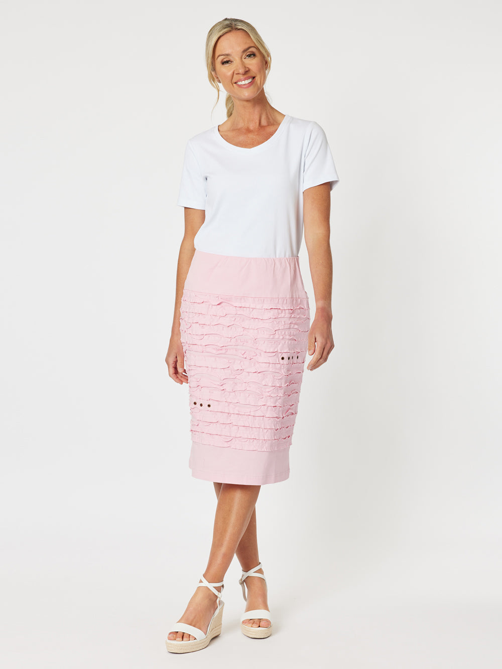 Charlie Stitched Detail Skirt - Pink