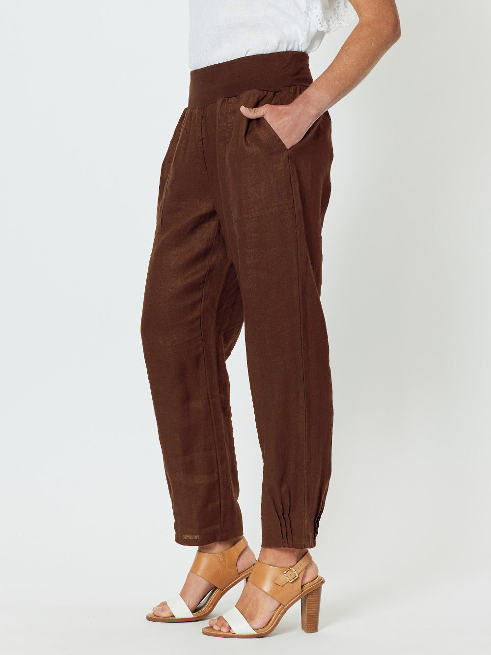 Sarah Rib Waist Linen Pant - Koko