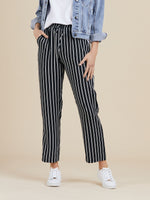 Pull On Stripe Pants - Black/White