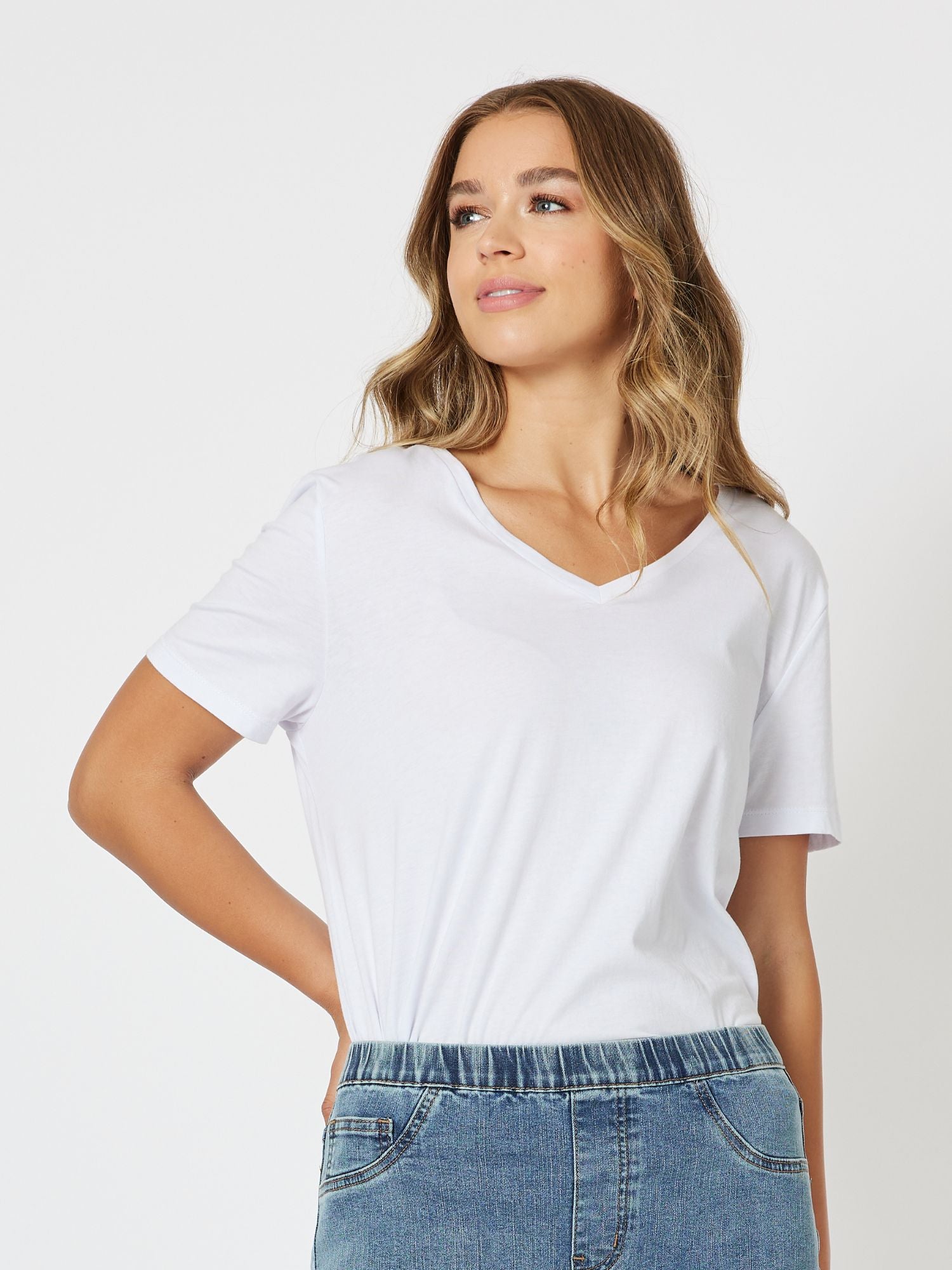 Cotton V-Neck T-shirt - White – RC & Co