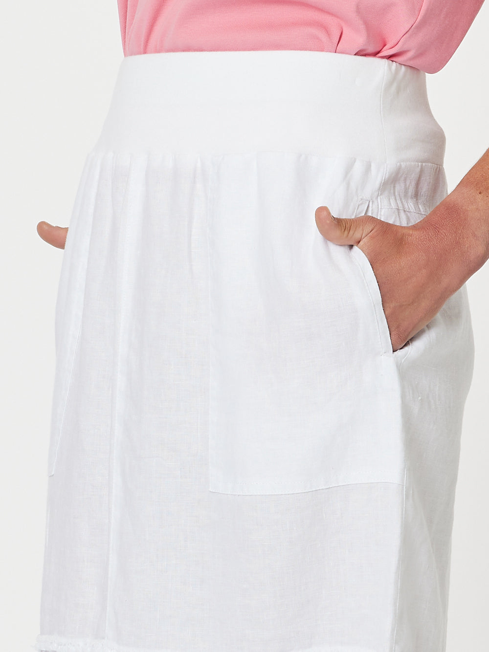Mimi Ruffle Hem Linen Skirt - White