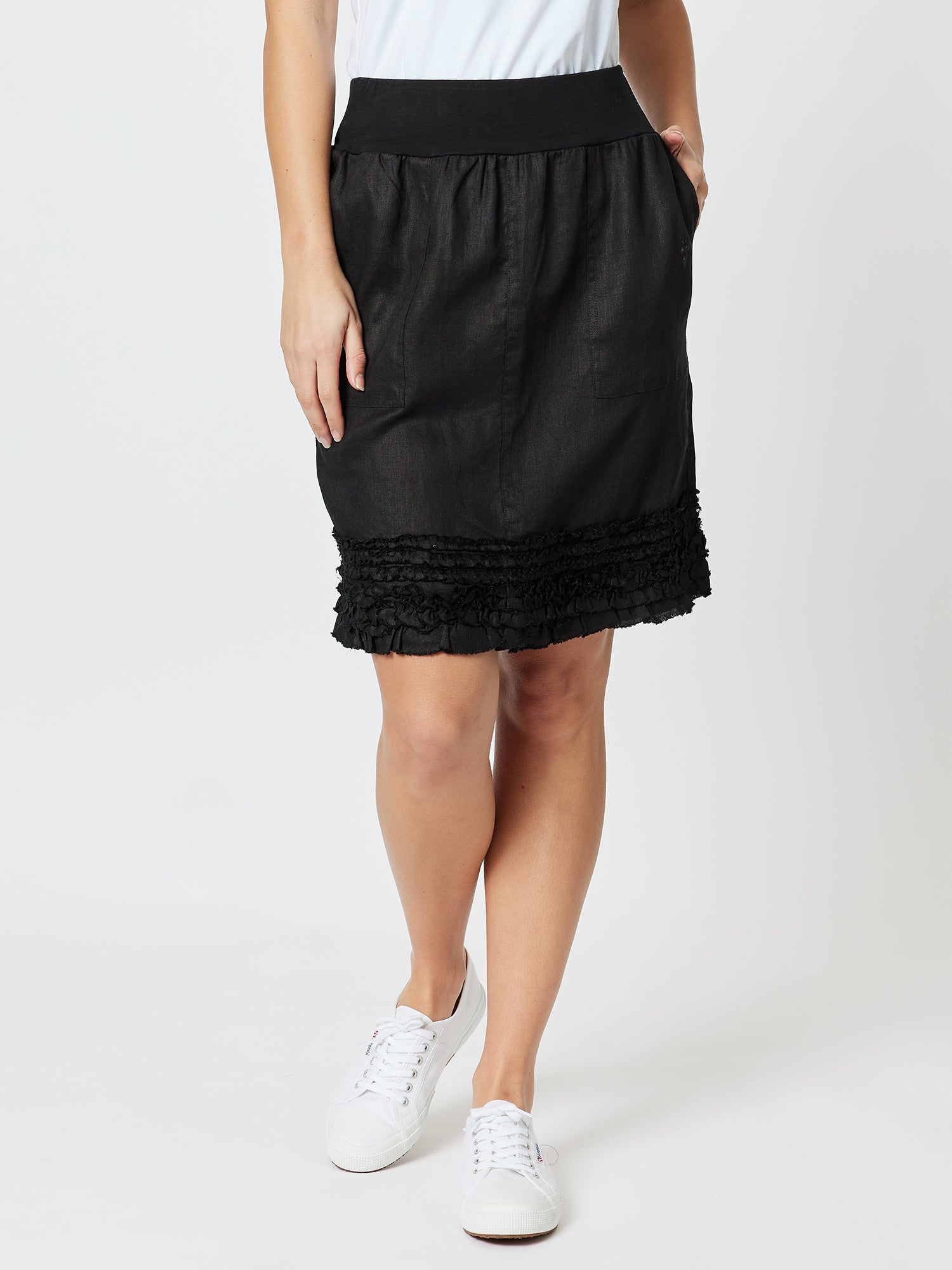 Black ruffle 2024 bottom skirt