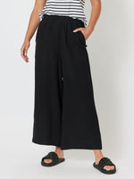 Byron Textured Wide Leg Pant - Black