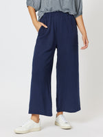 Byron Textured Wide Leg Pant - Navy