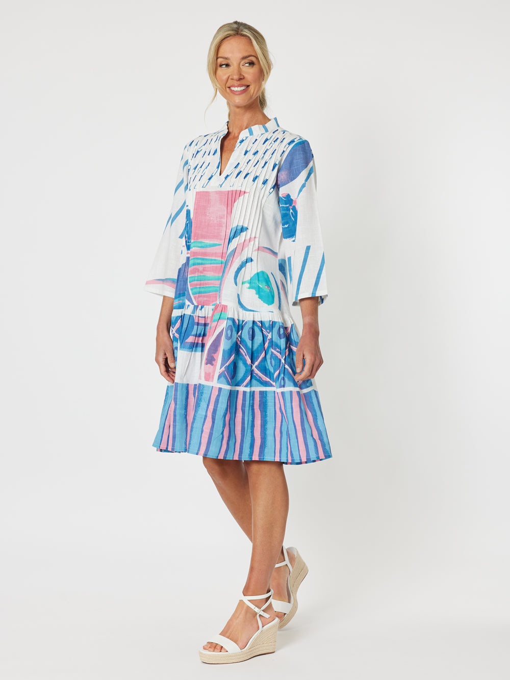 Beach Side Dress - Blue/Pink