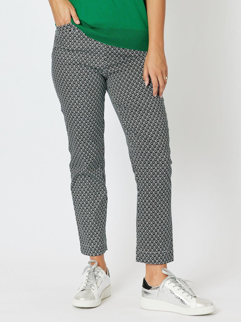 Jacquard Stretch Pull On Pant - Black