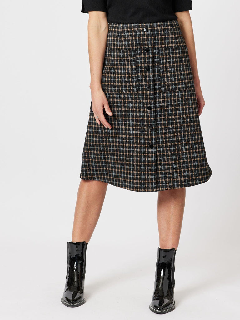 Charlie Check Aline Skirt - Black