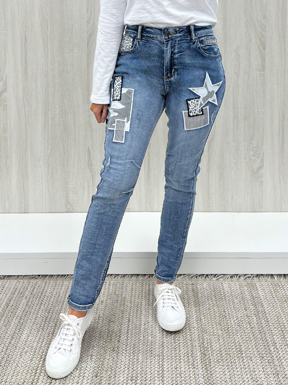 Stella Patch High Rise Slim Leg Jean - Denim