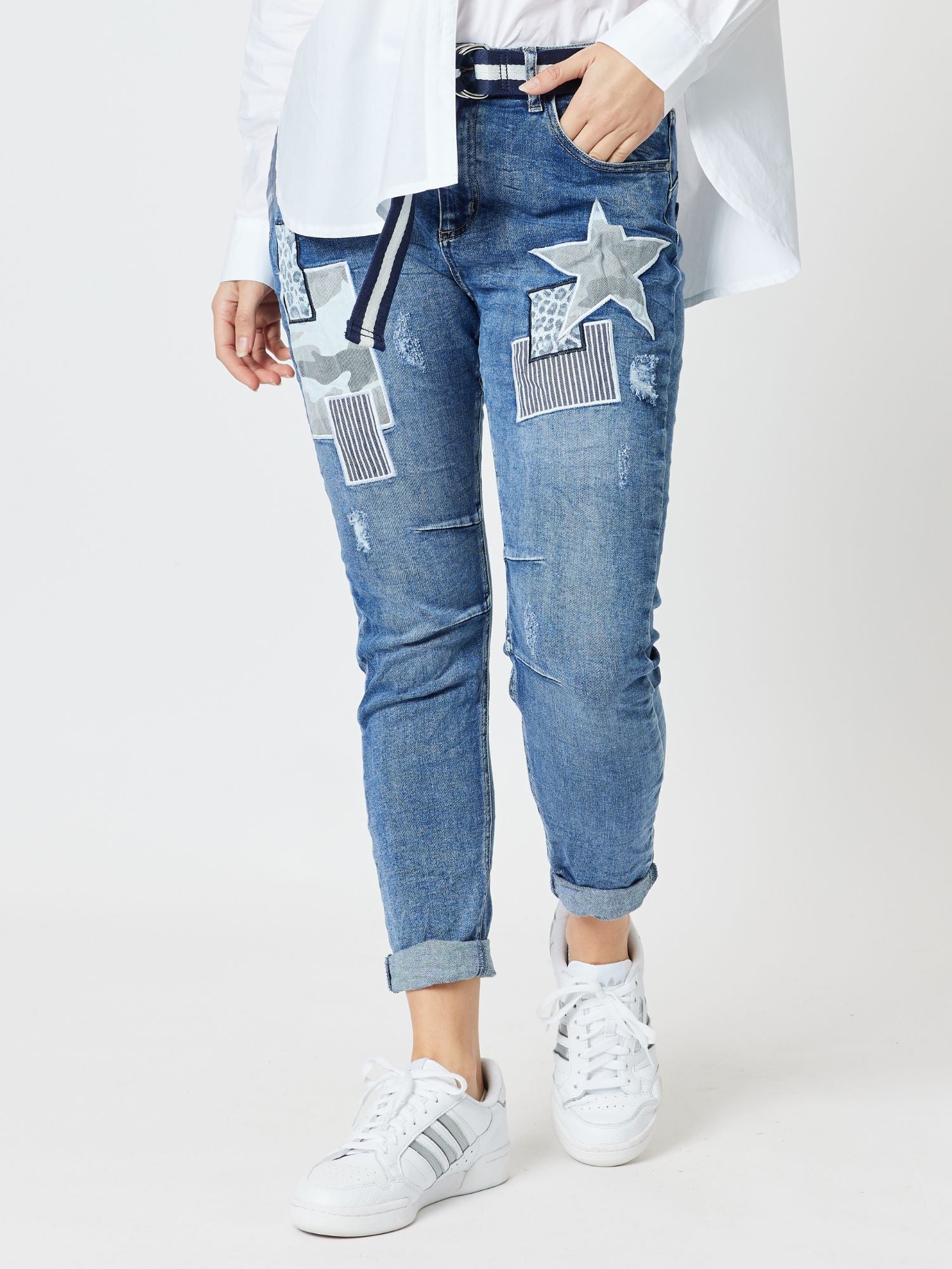 Stella Patch High Rise Slim Leg Jean - Denim