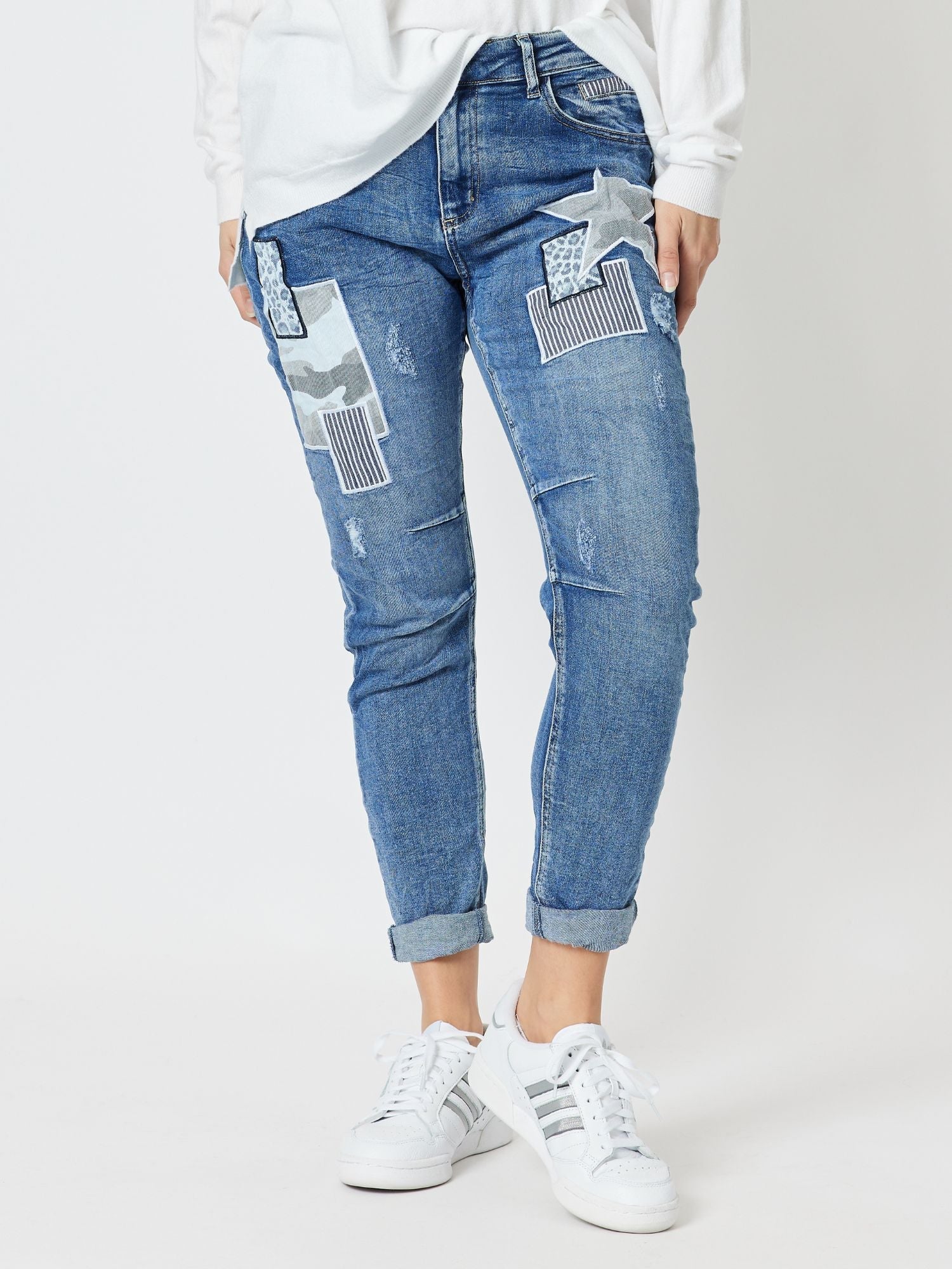 Stella Patch High Rise Slim Leg Jean - Denim