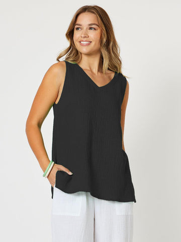 Byron Cotton Tank Top - Black