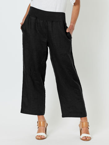 Lara Linen Wide Leg Pant - Black – RC & Co