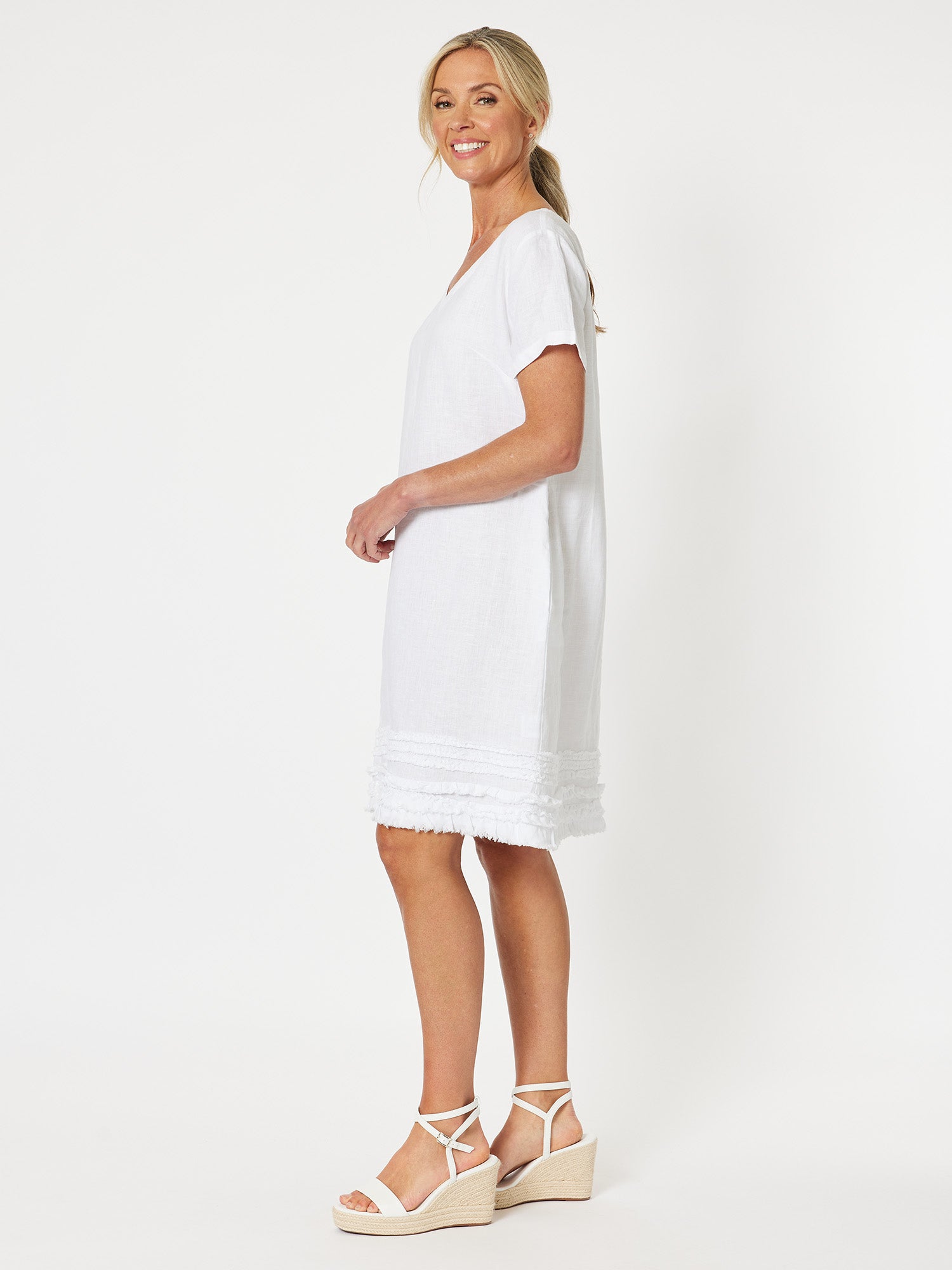 White linen sales t shirt dress