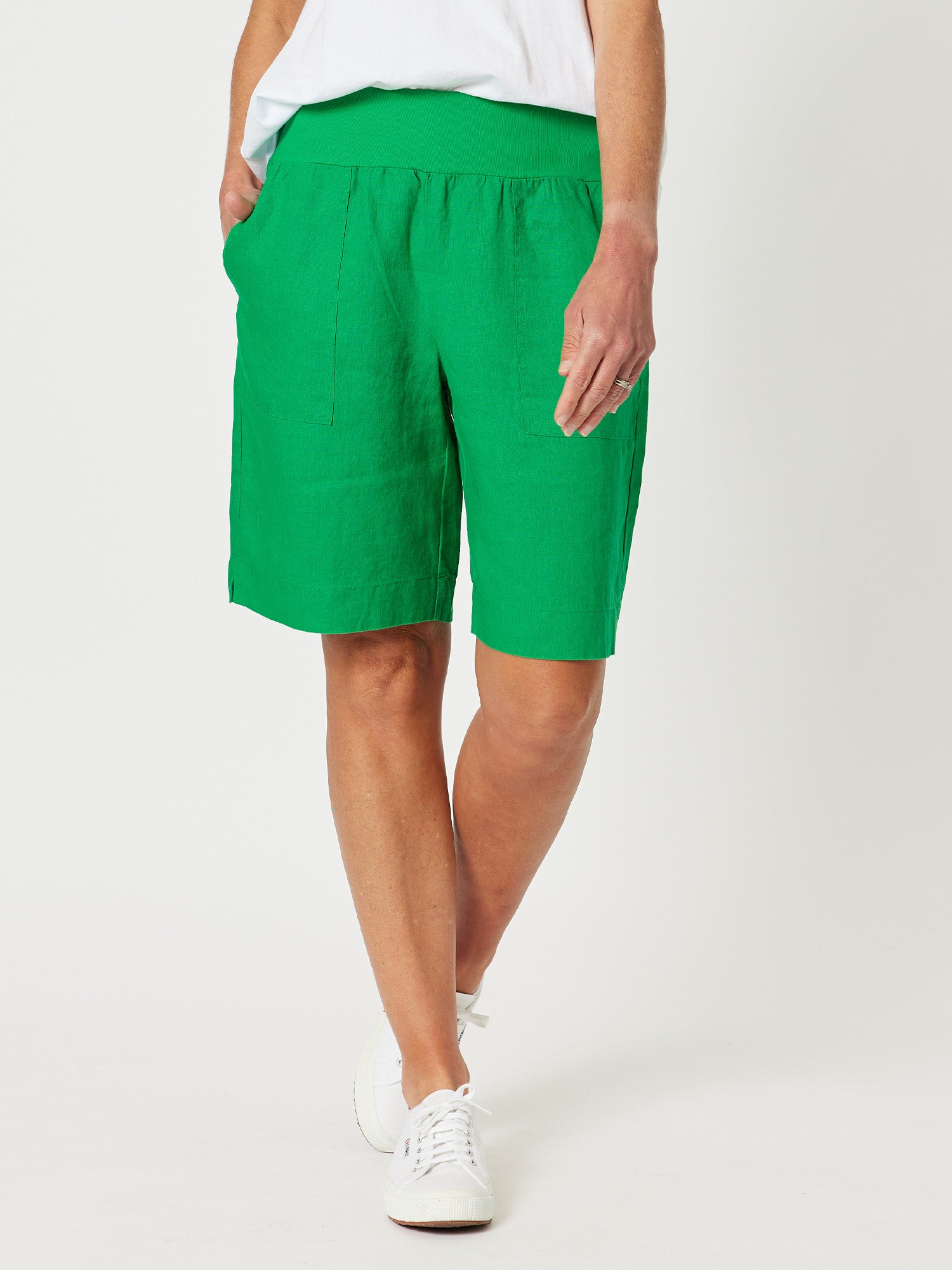 Jersey Waist Linen Short - White – RC & Co