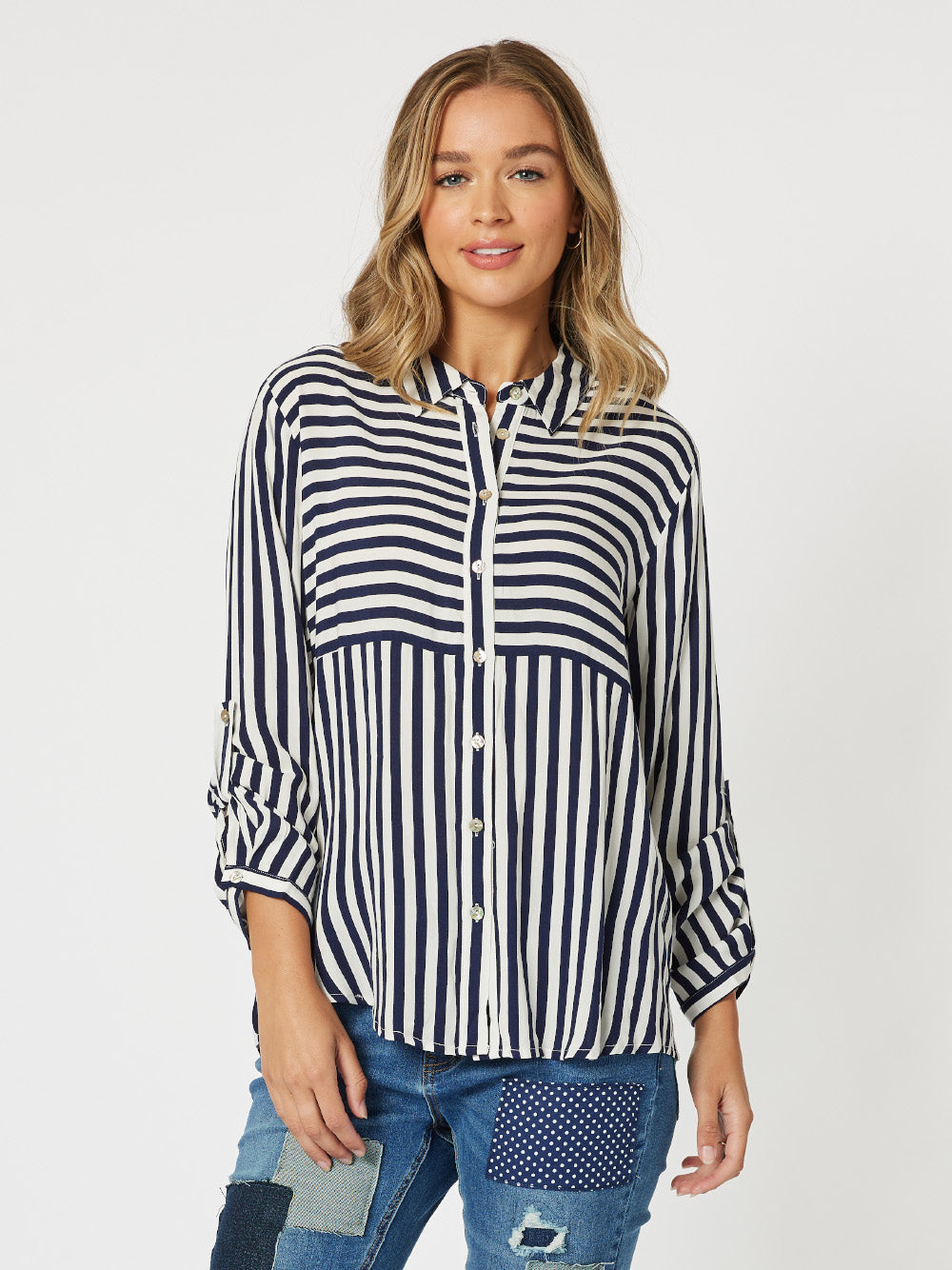 Tina Stripe Shirt - Navy/White – RC & Co