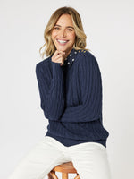 Kala Cable Knit Jumper - Navy