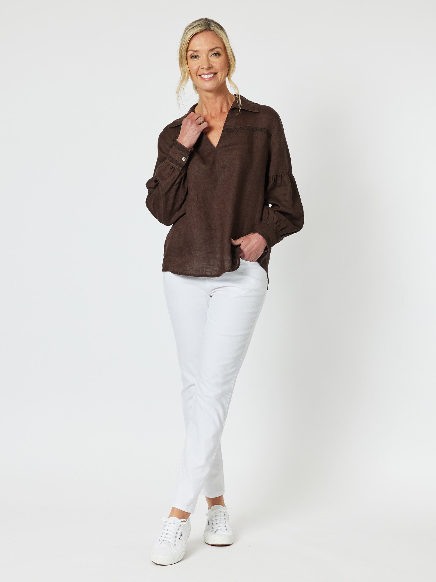 Eliza Linen Shirt - Chocolate