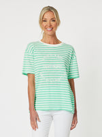 Saint Tropez Stripe Print Tee - Mint