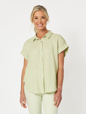 Millie Linen Shirt - Celery