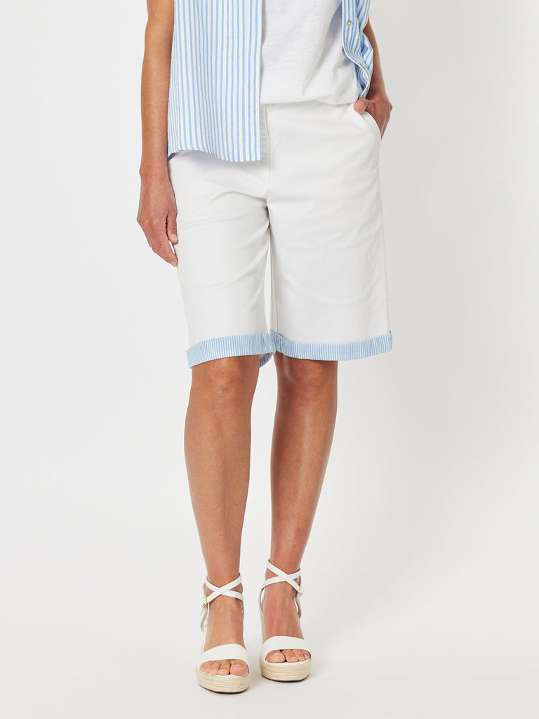 Charlie Stripe Trim Short - White