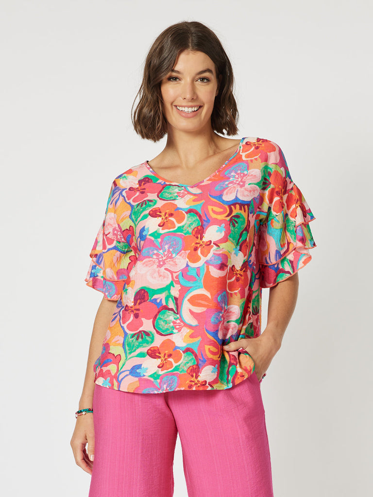 Garden Party Top - Hot Pink