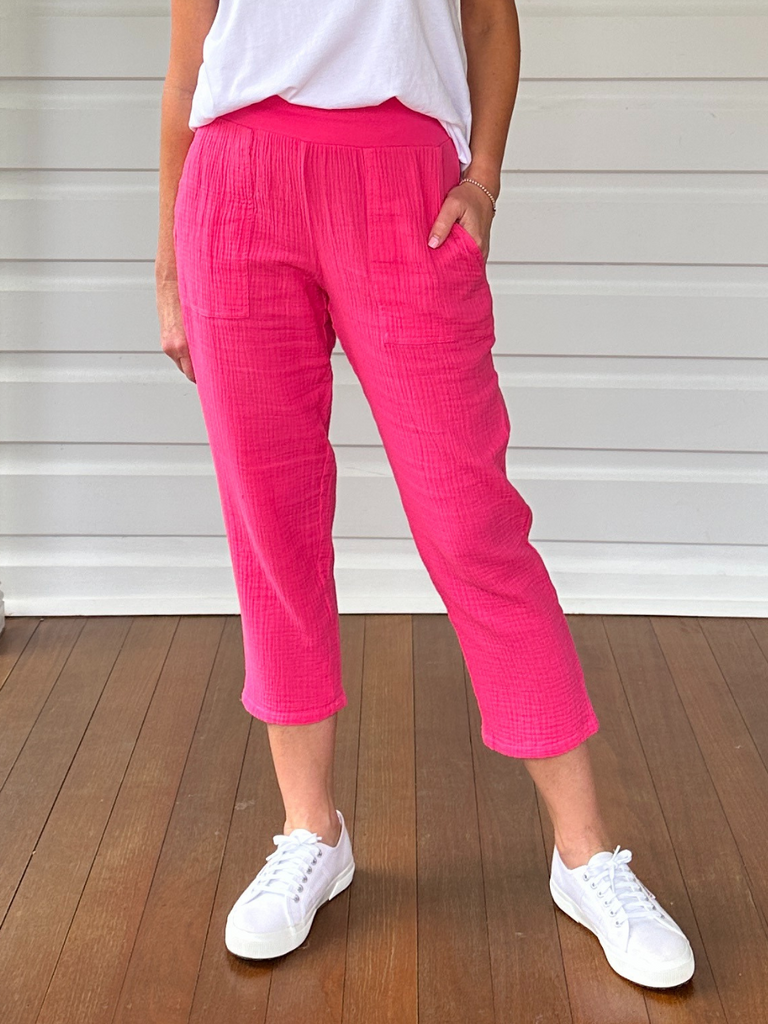 Byron Cotton 7/8 Pant - Hot Pink