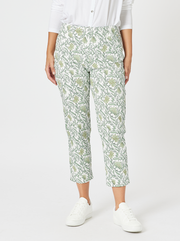 Leaf Print Pant - Khaki