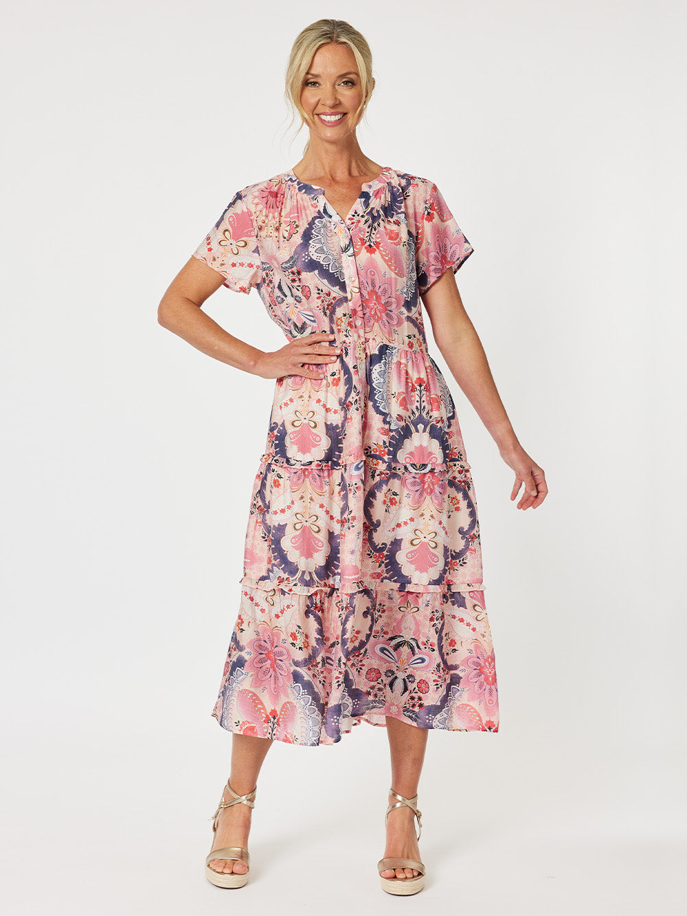 Newport Printed Dress - Pink Coral – RC & Co