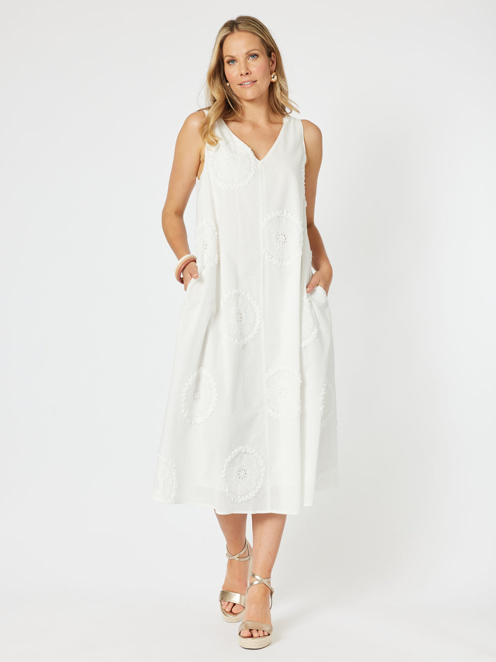 Emanuella Sleeveless Dress - White