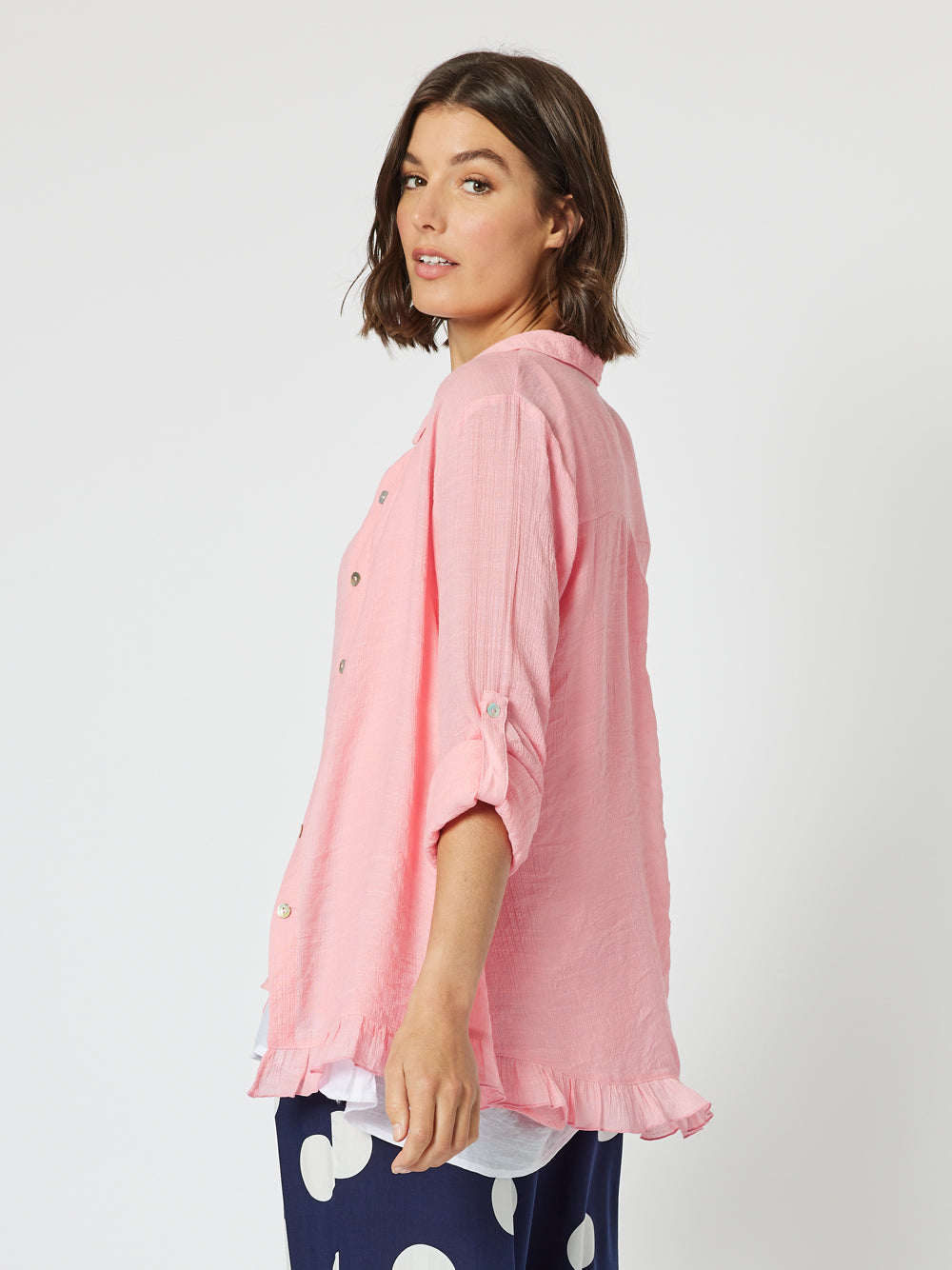 Portofino Ruffle Shirt - Coral – RC & Co