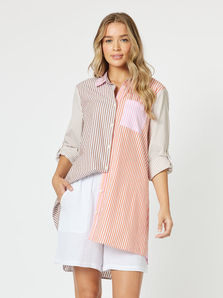 Summer Stripe Shirt - Papaya