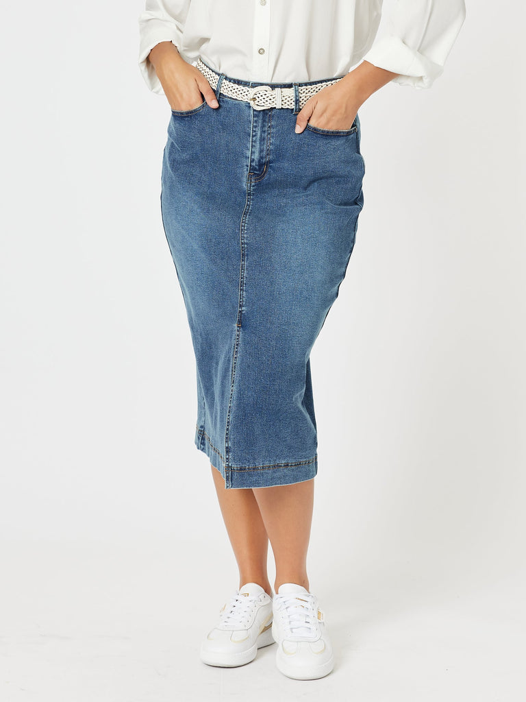 Republic Split Skirt-Denim