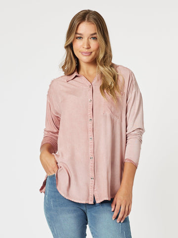 Paige Garment Washed Shirt - Washed Pink