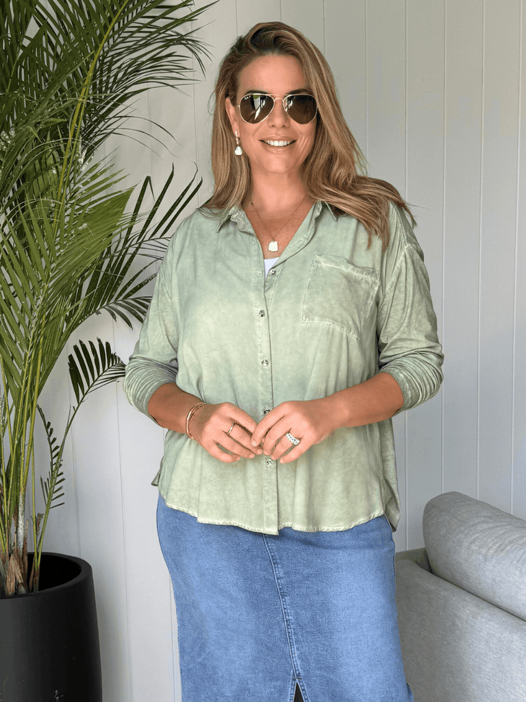 Paige Garment Washed Shirt - Washed Khaki