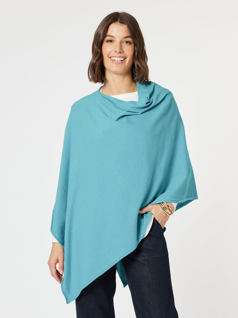 Macy Knit Poncho - Turquoise