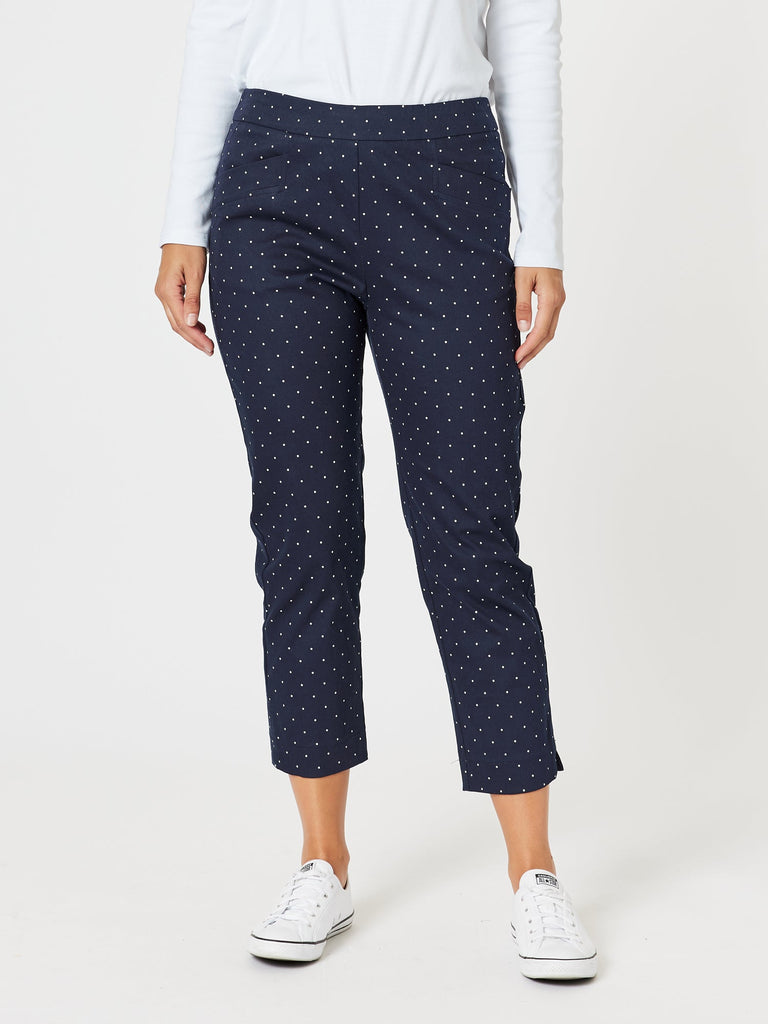 Spot Slim Leg Pant - Navy/White