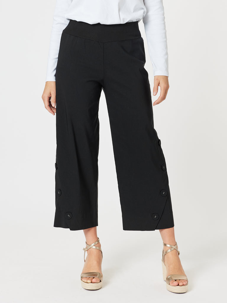 Gallery Wide Leg Button Pant - Black