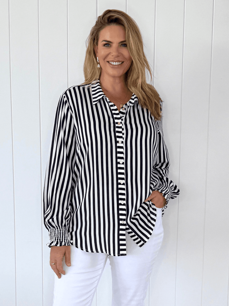 Soho Stripe Print Shirt - Navy/White