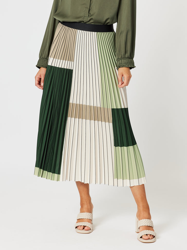 Vienna Pleat Skirt - Khaki