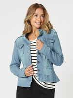 Military Style Denim Jacket - Denim