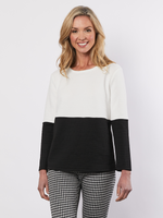 Ribbed Colour Block Top - Black