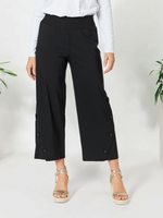 Gallery Wide Leg Button Hem Pant - Black