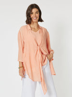 Aegean Tie Front Shacket - Melon