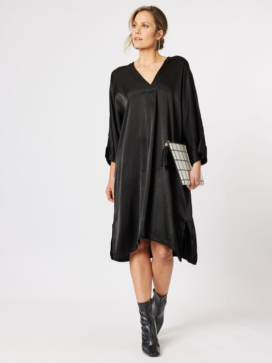 After Dark Sateen Dress - Black - RC & Co