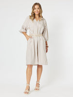 Amore Stripe Print Dress - Stone