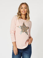 Annie Star Stripe Tee - Melon