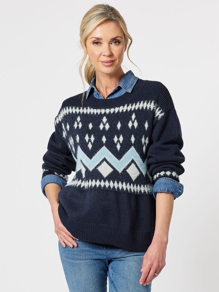 Aspen Fairisle Knit Jumper - Midnight - RC & Co