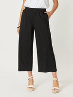 Bengaline Wide Leg Cropped Pant - Black