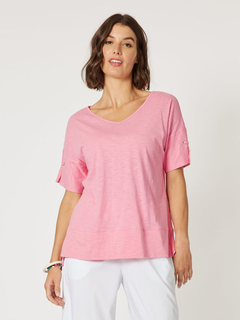 Bonnie Cotton V - neck T-shirt - Pink - RC & Co