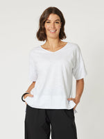 Bonnie Cotton V-neck T-shirt - White